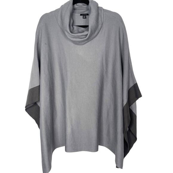 Ann Taylor XS/ S Gray Two Tone Poncho Sweater Oversized Cowl Neck Cozy Warm - Picture 1 of 10